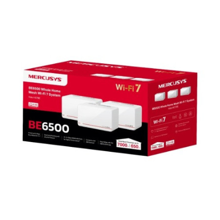 Mercusys Halo H37BE(3-pack) BE6500 Whole Home Mesh Wi-Fi 7 System, 688 Mbps at 2.4 GHz, 5760 Mbps at 5 GHz, MLO, 4096-QAM, OFDMA