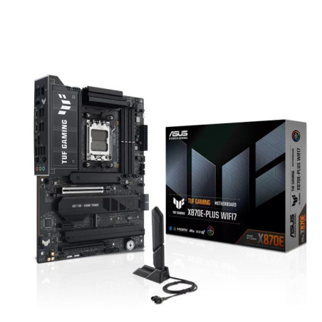 ASUS AMD TUF GAMING X870E-PLUS WIFI7 (AM5) ATX Motherboard, DDR5 Max.256GB, 1x PCIe 5.0 x16 slot, 4x M.2 slots, 4x SATA, Realtek