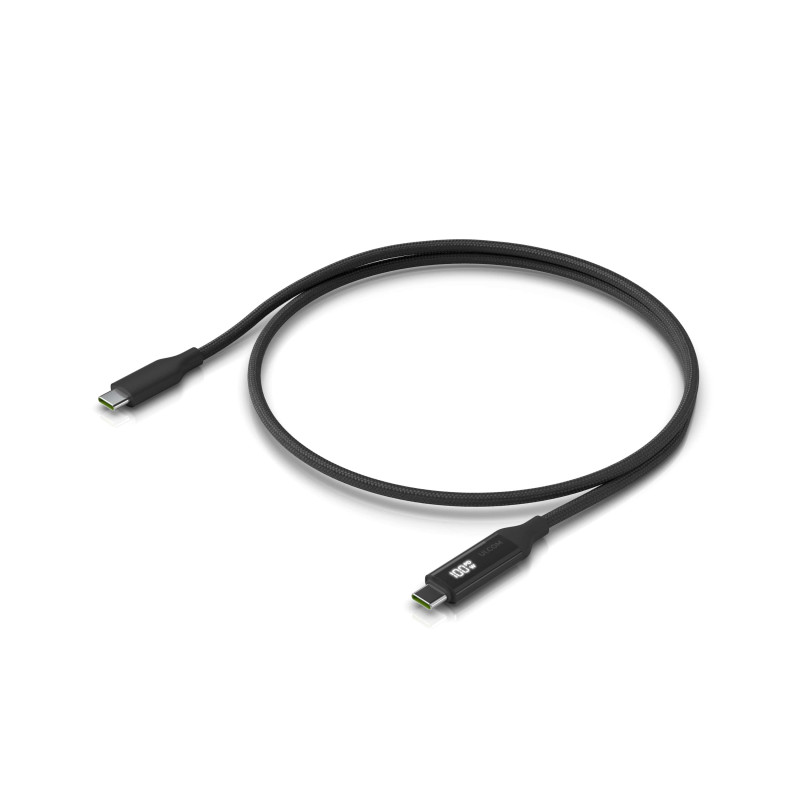 Ubiquiti USB-C Cable with Charge Display,Length 1M, Black, Braided Power & Data Cable With A Double-sided Charge Display,100W Ma