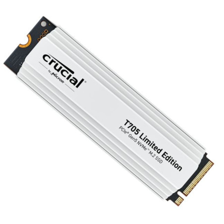 Crucial T705 2TB Gen5 NVMe SSD White Heatsink - 14500/12700 MB/s R/W 1200TBW 1550K IOPs 1.5M hrs MTTF DirectStorage for Intel 14