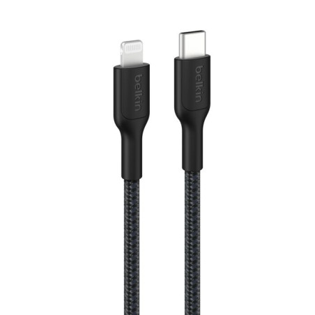 Belkin Boostcharge Pro Braided Lightning to USB-C Cable (2M) - Black (CAA022FQ2MBK),3A/15W, 480Mbps,350K+ Bends,Apple, MFI-Certi