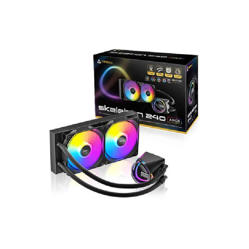 Antec Skeleton 240 ARGB, All-in-One Liquid Cooler, 240mm, PWM ARGB fans, 2000RPM, 72.29CFM, Intel/AMD support, â¤32dB, aluminum