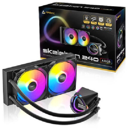Antec Skeleton 240 ARGB, All-in-One Liquid Cooler, 240mm, PWM ARGB fans, 2000RPM, 72.29CFM, Intel/AMD support, â¤32dB, aluminum