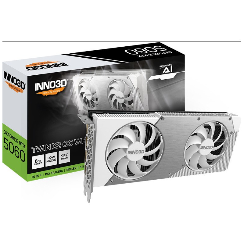 INNO3D nVidia GeForce RTX 5060 TWIN X2 OC WHITE 8GB GDDR7  2527MHz Boost Clock, RAM 28Gbps, 3xDP, 1xHDMI