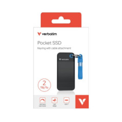 Verbatim 2TB Pocket SSD USB 3.2 Gen 2 1TB Black Orange Convenient Keyring cable holder. Compact, Rugged. Ultra Lightweight Perfo