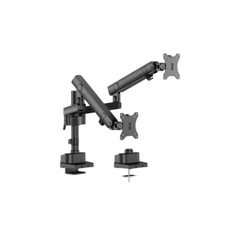 Brateck LDT84-C024P-B DUAL SCREEN POLE-MOUNTED HEAVY-DUTY MECHANICAL SPRING MONITOR ARM BLACK (LS)