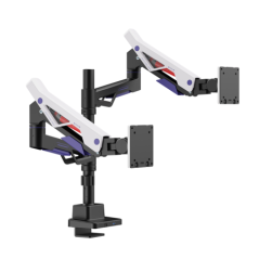 Brateck LDT95-C024UCP Atlas Neo Gaming Pole-Mounted Dual Monitor Arm with USB-A & USB-C Ports For most 24'~57' Monitors, Matte B