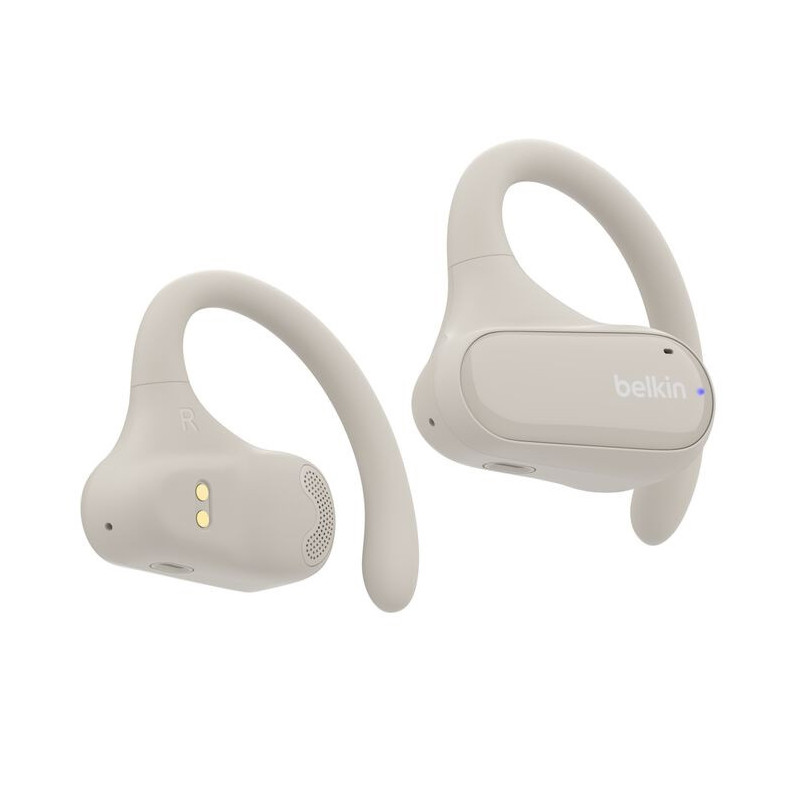 Belkin SoundForm ClearFit New Open-Ear Wireless Earbuds - White (AUC013btSA), Bluetooth 5.3 Pairing, IPX5-Rated, 14.2mm Drivers,