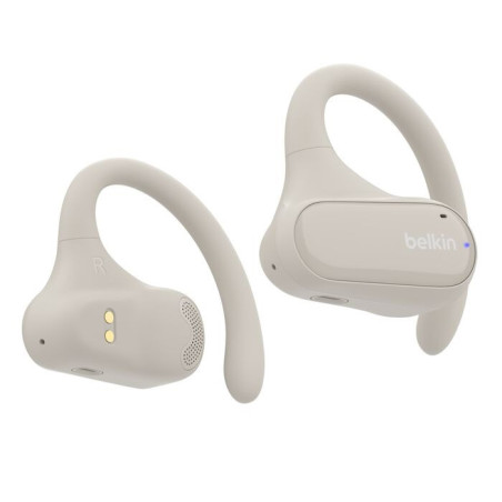 Belkin SoundForm ClearFit New Open-Ear Wireless Earbuds - White (AUC013btSA), Bluetooth 5.3 Pairing, IPX5-Rated, 14.2mm Drivers,