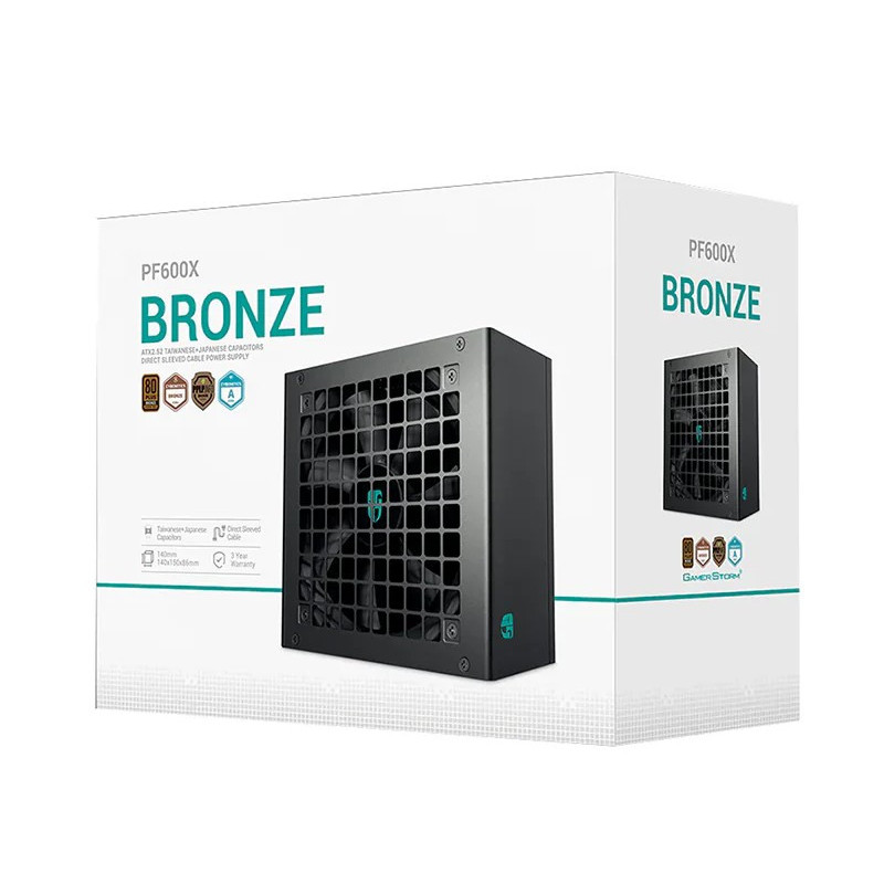 DeepCool PF600X 600W Gamer Storm 80+ Bronze/ Cybenetics ATX Power Supply 120mm Fan, Japanese & Taiwanese Capacitors, DC to DC, A