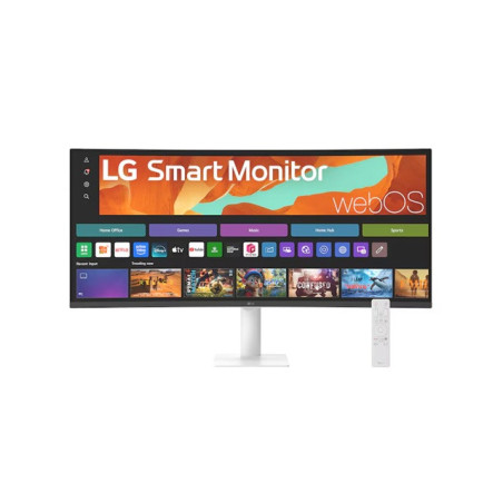 LG Smart Monitor 34' WQHD Curved display with 3440x1440 resolution, sRGB 99%, webOS, AirPlay 2, 2x7W speakers, 100Hz refresh rat