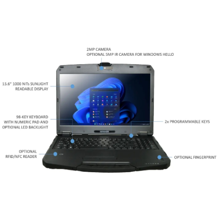 DURABOOK S15, 15' FHD, IntelÂ® Coreâ¢ i7-1255U, Windows 11, 16GB RAM,  512GB SSD,Wi-Fi 6E, Bluetooth v5.3, 2MP Front Camera, 3 