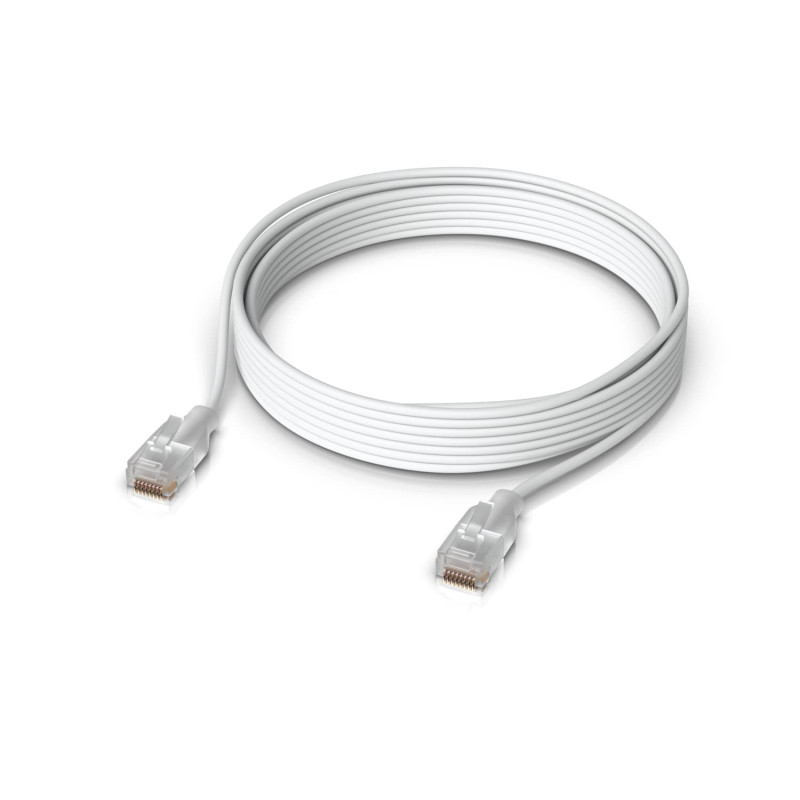 Ubiquiti UniFi Etherlighting Patch Cable, Length 8M, White, Nano-thin patch cable with 10 GbE support, designed to showcase Ethe