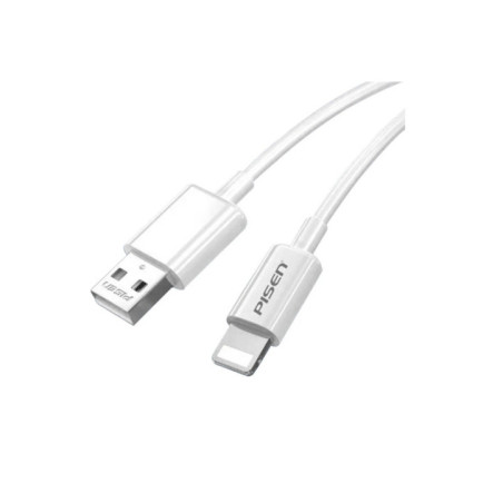 Pisen Mr White Lightning to USB-A Cable (1M) White - Fast Charge 2.4A, Stretch-Resistant, Reinforced, Strong & Durable, Apple iP