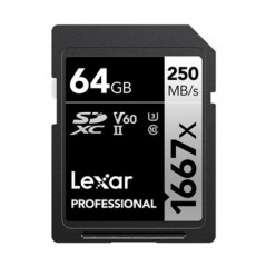 Lexar Professional 1667x 64GB SDXCâ¢ UHS-II Card SILVER Series  speed up to 250MB/s 1 including 1080p Full-HD, 3D, and 4K video