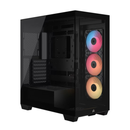 Corsair 3500X RS-R ARGB Mid-Tower PC Case - Black, E-ATX Support, Side 360mm Rad, Tempered Glass, USB-C, 2x SSD, 2x HDD, 425mm G