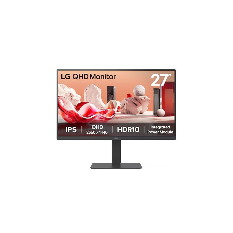 LG 27' QHD IPS Monitor, 2560x1440, HDR10, 99% sRGB, 75â¯Hz, integrated power, adjustable stand (tilt/height/swivel/pivot), Flic