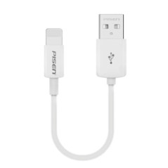 Pisen Mr White Lightning to USB-A Cable (20cm) White - Support Both Fast Charging and Data Cable, Stretch-Resistant, Lightweight