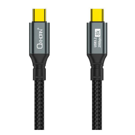 Oxhorn USB 3.2 Gen 2Ã2 1m USB-C to USB-C 20Gbps 8K@60Hz 20V 100W E-Marker Chip Black fast charging & Video cable Laptop Phones 
