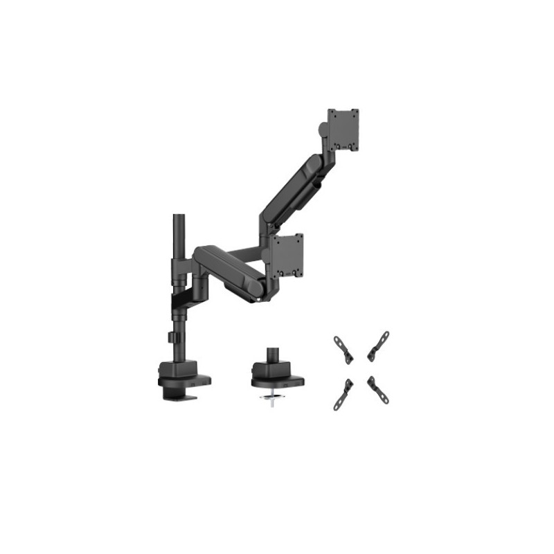 Brateck LDT92-C024P-B Future-Proof Heavy-Duty Pole-Mounted Gas Spring Dual Monitor Arm, Fit Screen Size:24'-57', Weight Capacity