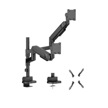 Brateck LDT92-C024P-B Future-Proof Heavy-Duty Pole-Mounted Gas Spring Dual Monitor Arm, Fit Screen Size:24'-57', Weight Capacity