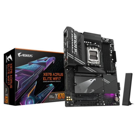 Gigabyte X870 AORUS ELITE WIFI7 AMD AM5 ATX Motherboard 4x DDR5~256GB,3x PCIe x16, 4x M.2, 4x SATA 6, 4x USB 3.2, 4x USB2.0, 2x 