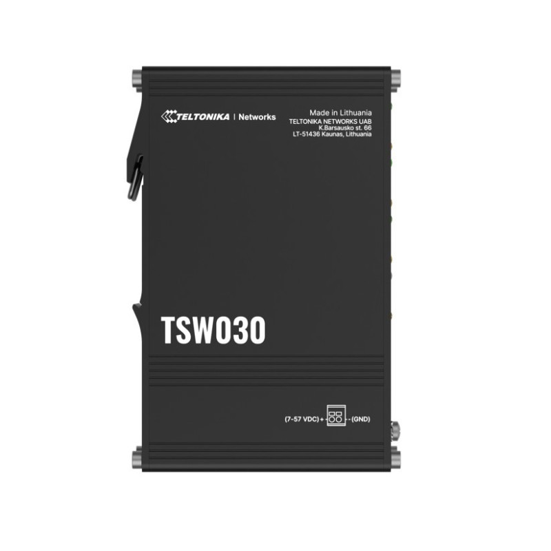 Teltonika TSW030 8-PORT ETHERNET SWITCH, 2-PIN Power Input, 10/100 Mbps,Integreated DIN Rail (Plug&Play Deployment), Supports au
