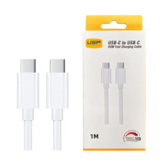 USP USB-C to USB-C 60W Mini Cable (1M) White - 3A , Fast Charge, High Performance, Durable, 8K Bend, Samsung Galaxy,Apple iPhone