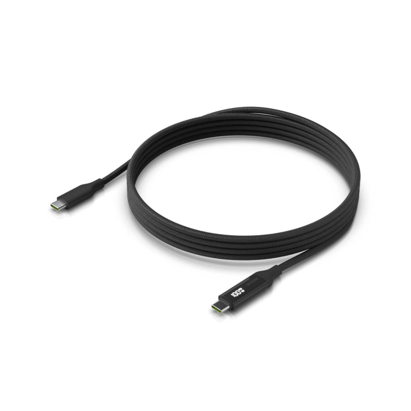 Ubiquiti USB-C Cable with Charge Display,Length 2M, Black, Braided Power & Data Cable With A Double-sided Charge Display,100W Ma