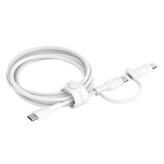 Belkin BoostCharge Pro 2-in-1 Cable With USB-C and Lightning Connector - White(CAC003fq1.5MWH), 480Mbps, Lightning Connector Ada