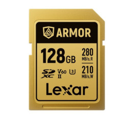 Lexar Professional ARMOR GOLD 128GB SDXCâ¢ UHS-II Card up to 280MB/s read, up to 210MB/s write, Stainless steel, Rated IP68, 5-