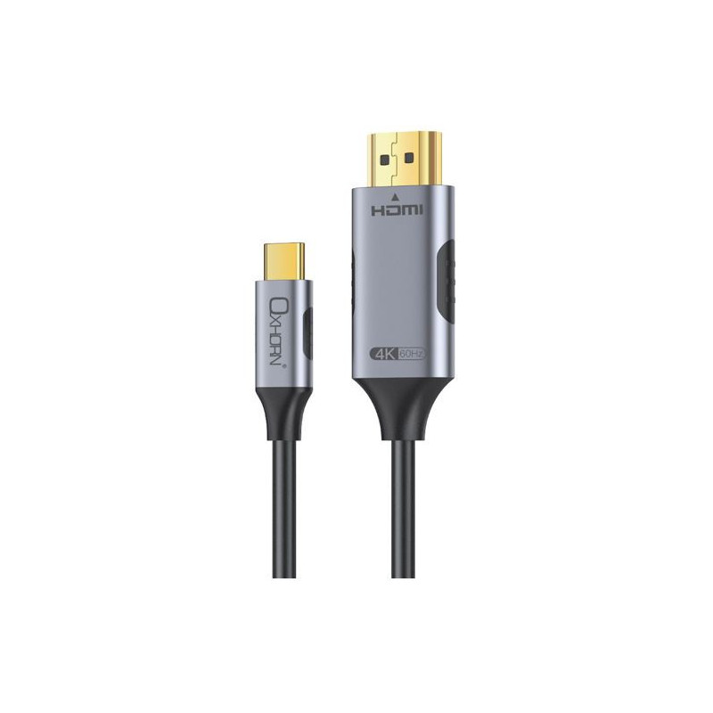 Oxhorn USB C to HDMI 2.0 2m cable 4K@60Hz Aluminum plugs black Support HDCP 1.4 HDCP 2.2 Thunderbolt 3/4 LPCM compatible Windows