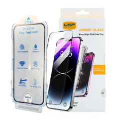 USP Apple iPhone 16 / iPhone 15 (6.1') Tempered Glass Screen Protector : Full Coverage, Easy Align Dust-free Tray, 9H Hardness, 