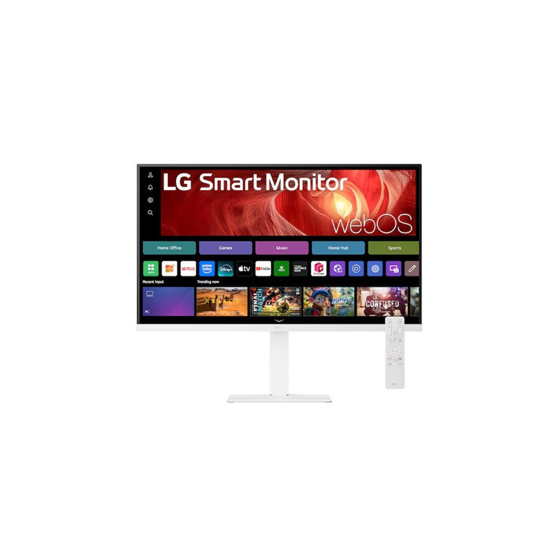 LG 31.5' 4K UHD Smart Monitor with webOS, USB-C PD 65W, AirPlay 2, DCI-P3 90%, Bluetooth, 5ms, 60Hz, and tilt/height/swivel/pivo