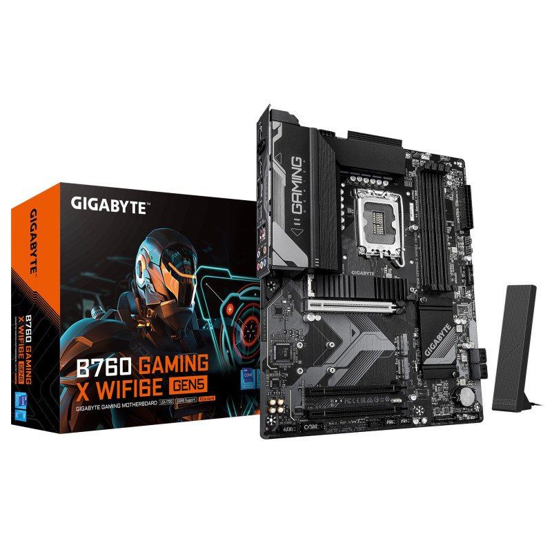 Gigabyte B760 GAMING X WIFI6E GEN5, Intel LGA 1700 ATX Motherboard, 4x DDR5 ~256GB, 3x PCI-E x16, 3x M.2, 4x SATA,  1x USB 3.2, 