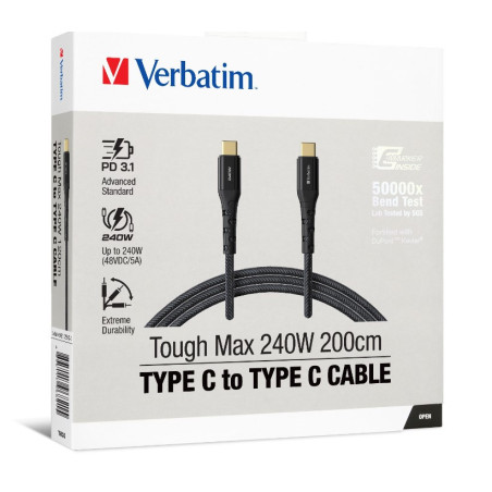 VERBATIM CABLE 240W USB-C TO USB-C 200CM