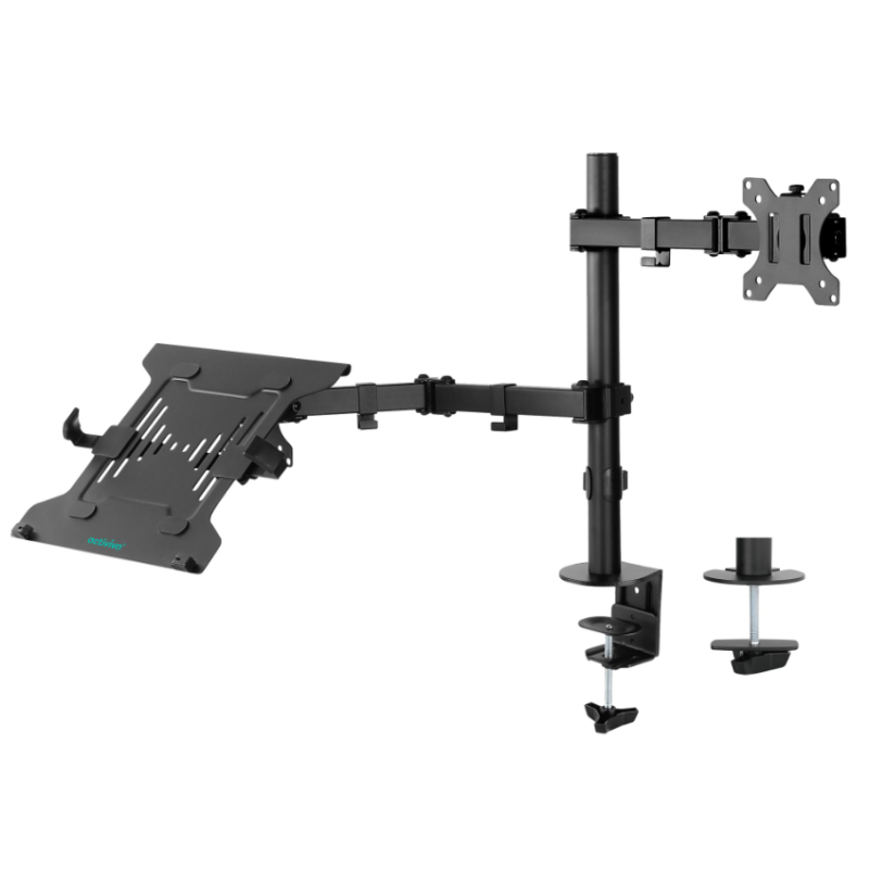 mbeatÂ® Dual-Screen Articulating Monitor Arm with Interchangeable Laptop Holder