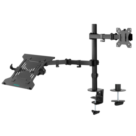 mbeatÂ® Dual-Screen Articulating Monitor Arm with Interchangeable Laptop Holder