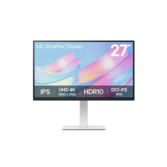LG 27' 4K UHD UltraFineâ¢ IPS Monitor with HDR10, DCI-P3 90%, 300 nits, USB-C, 3840Ã2160 resolution, 5ms, 60Hz, and tilt/heigh
