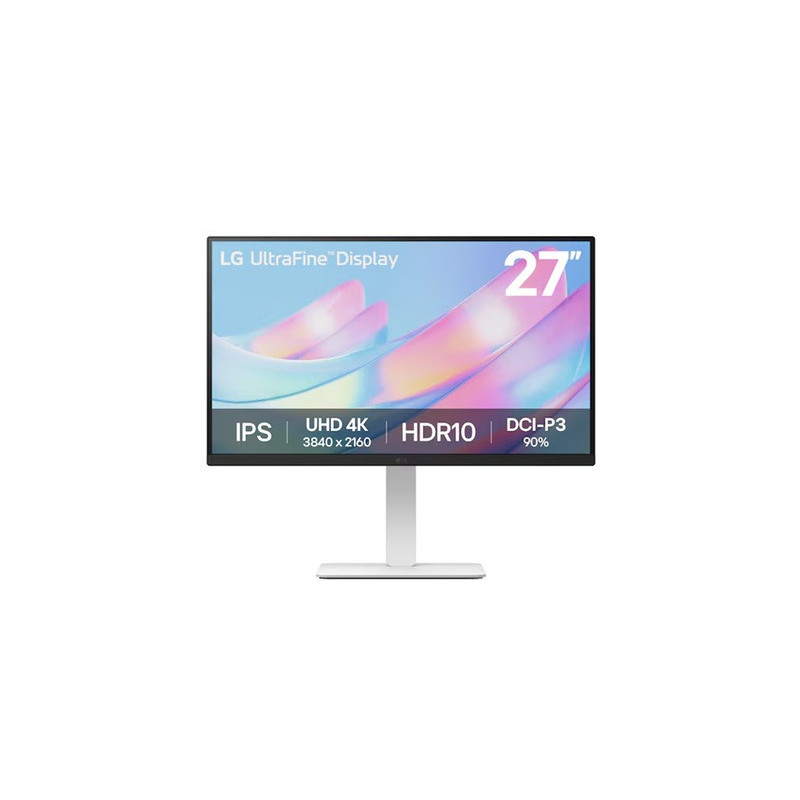 LG 27' 4K UHD UltraFineâ¢ IPS Monitor with HDR10, DCI-P3 90%, 300 nits, USB-C, 3840Ã2160 resolution, 5ms, 60Hz, and tilt/heigh