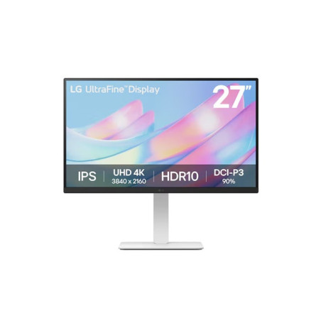 LG 27' 4K UHD UltraFineâ¢ IPS Monitor with HDR10, DCI-P3 90%, 300 nits, USB-C, 3840Ã2160 resolution, 5ms, 60Hz, and tilt/heigh