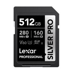 Lexar Professional SILVER PRO 512GB SDXCâ¢ UHS-II Card 512GBâC10,  UHS-II(U3), V60,  Silver Pro, up to 280MB/s read, 160MB/s 