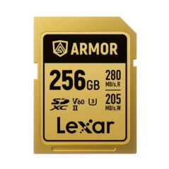 Lexar Professional ARMOR GOLD 256GB SDXCâ¢ UHS-II Card  up to 280MB/s read, up to 205MB/s write, Stainless steel, Rated IP68, 5