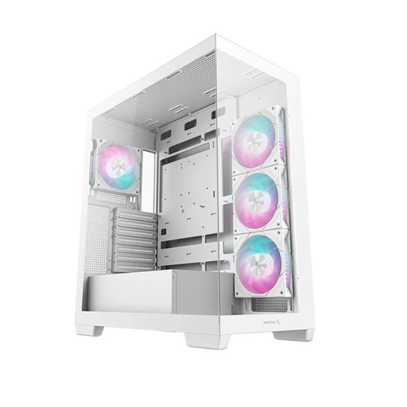 DeepCool CG580 4F WH (White)Panoramic ATX Mid-Tower Case, 4 x Pre Installed Fans Single Chamber, Support Up to 2x 360mm Radiator
