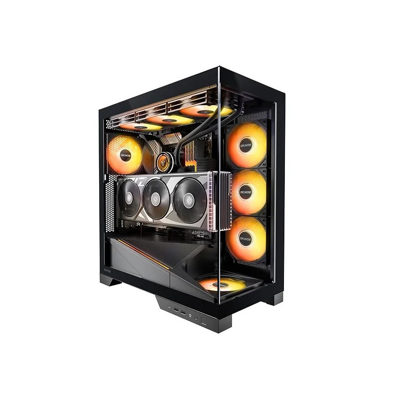 OKINOS AQ9 ARGB,Pre-Installed 5Ã120mm ARGB PWM Fan, ATX Mid Tower PC Case,Computer case with Panoramic View,Tempered Glass Side