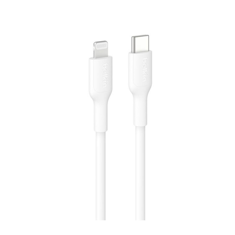 Belkin BoostCharge Lightning to USB-C Cable (1M) - White (CAA021FQ1MWH), 3A/15W, 480MBPS, 300K+ Bends, Apple iPhone, MFI-Certifi
