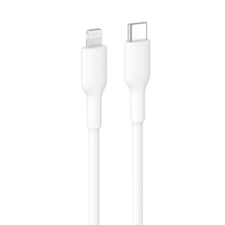 Belkin BoostCharge Lightning to USB-C Cable (1M) - White (CAA021FQ1MWH), 3A/15W, 480MBPS, 300K+ Bends, Apple iPhone, MFI-Certifi