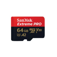 SanDisk Extreme Pro MicroSDxc - Sqxcu 64GB - V30 - U3 - C10 - A2 - Uhs-I - 200Mb/S R - 90Mb/S W - 4X6 - Sd Adaptor - Lifetime Li