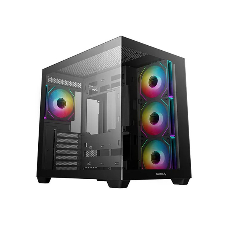 DeepCool CG530 4F ATX Case, Tempered Glass, 4 Pre-Instaled Fans, USB3.0Ã2ãGen2 Type-C x1ãAudio/MicÃ1, Cable,  Supports Rea