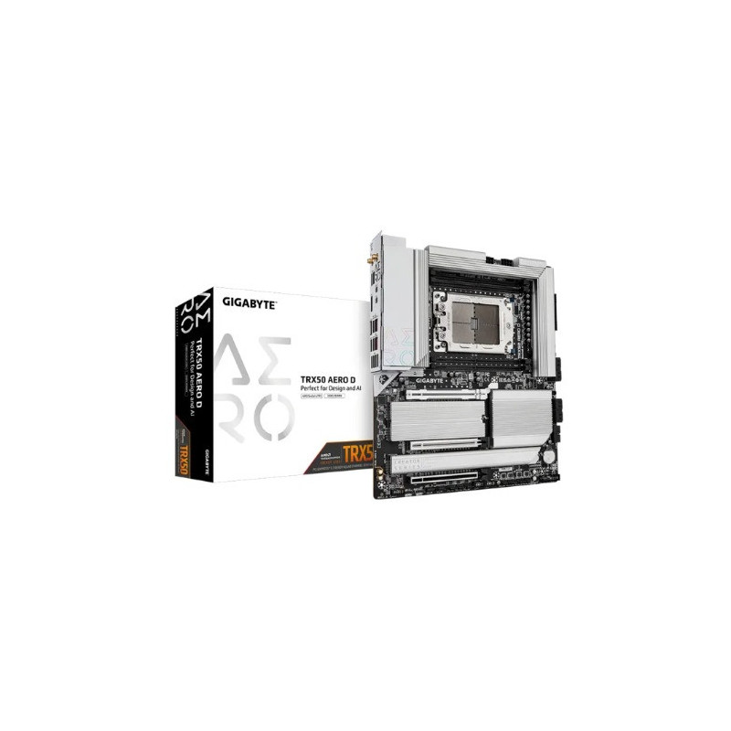 Gigabyte TRX50 AERO D AMD Ryzen Motherboard 4x DDR5~256GB,2x PCIe x16 slots, 4x M.2, 8x SATA 6Gb/s connectors, 11x USB 3.2, 4x U